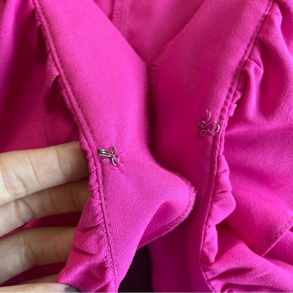 Marelina Hot Pink Ruffle Mini Wrap Dress 40 Small - Picture 12 of 15